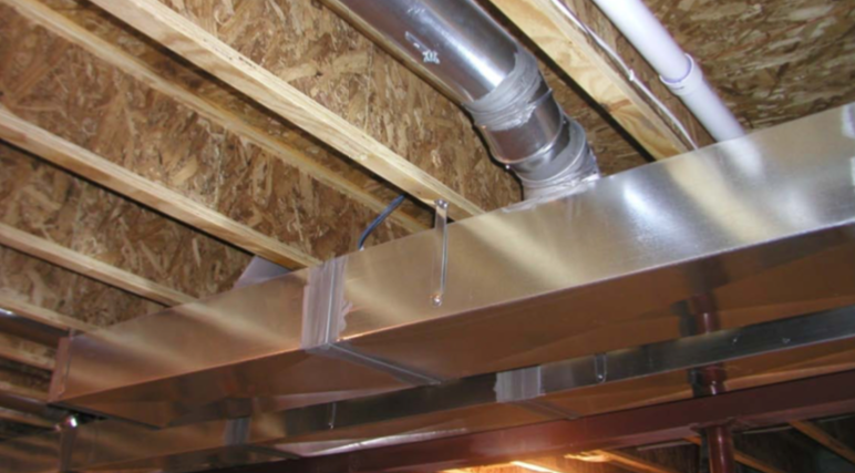 Duct hung in Wood Structure