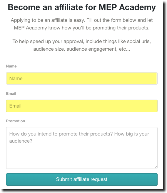 Affiliate Form