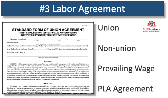 Construction Labor Rate Agreement - Union - Non-Union - Prevailing Wage or PLA