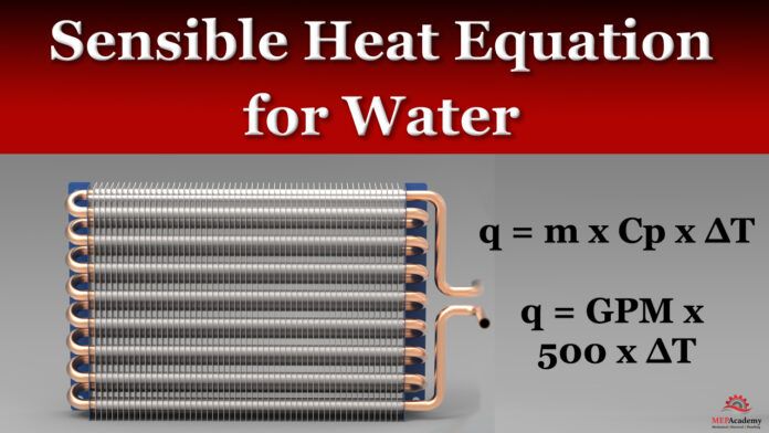 How to calculate sensible heat transfer for water