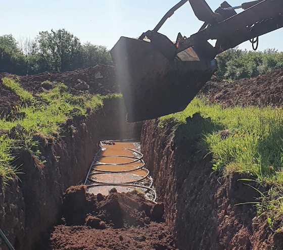 Geothermal Heat Pump Horizontal Trench with Looped Tubing