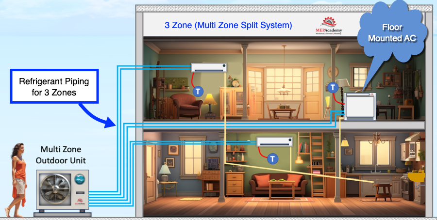 Multi Zone Split System Air Conditioner (3 Zones)