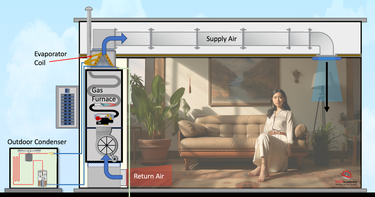 Gas Furnace and Split System Air Conditioner