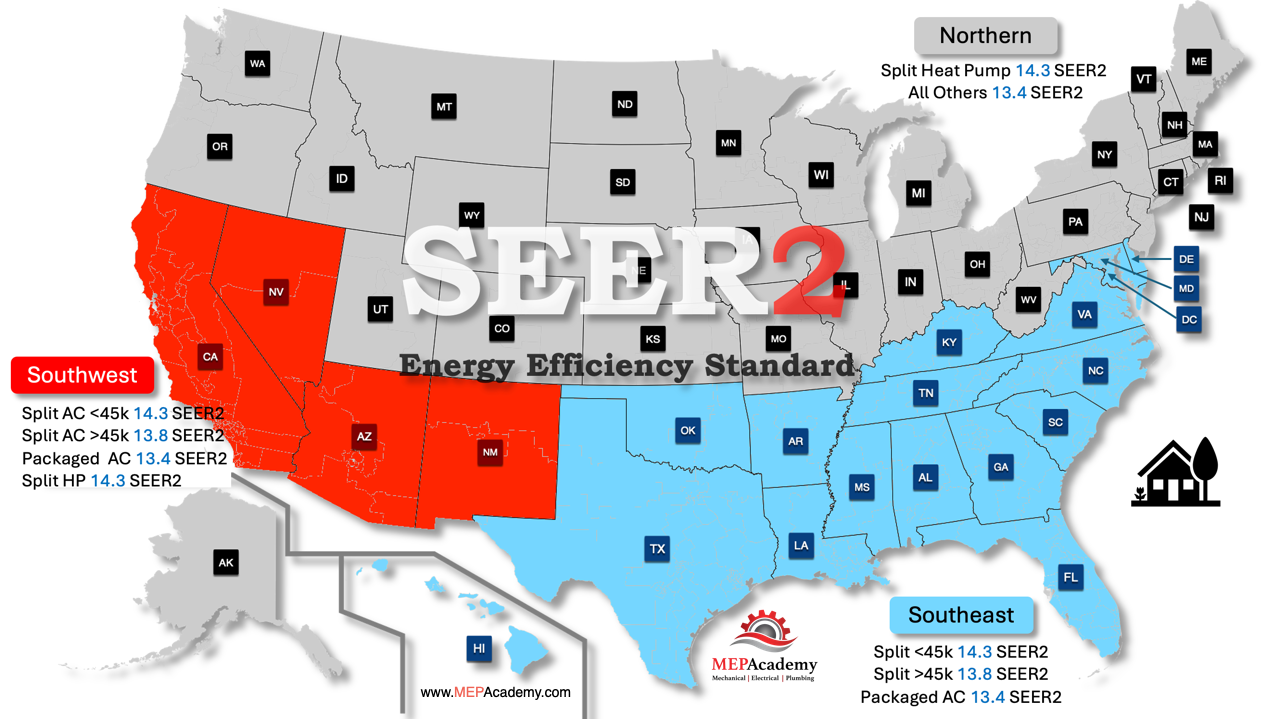 SEER2 Energy Efficiency Standards Map