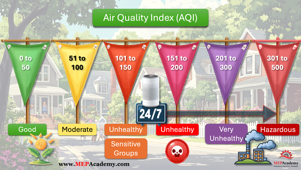 Air Quality Index (AQI) Indicates various levels of Air Quality based on a numbering system that is published regularly