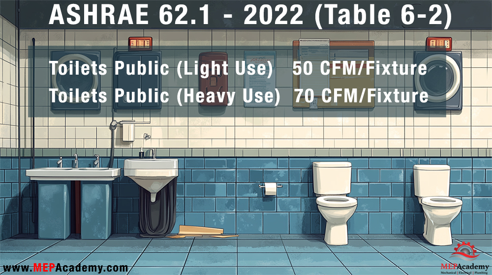 Public Restroom Exhaust Air Rates per Fixture