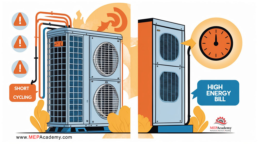 Refrigerant System Short Cycling and High Energy Bill from Oversizing.