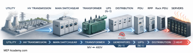 Data Center Power Flow: Utility to Server Rack Explained - MEP Academy