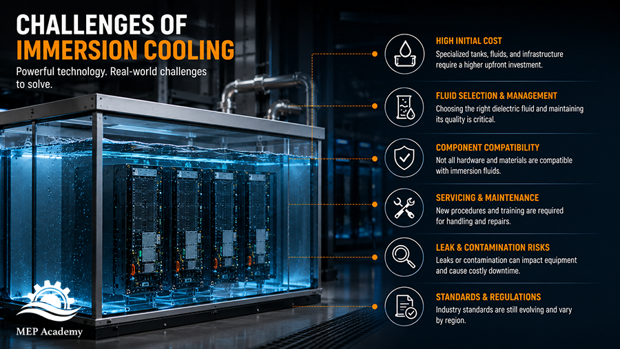 Challenges of Immersion Cooling in Data Centers