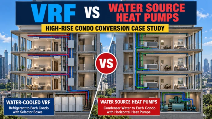 VRF vs water-source heat pumps comparison for a high-rise condominium HVAC conversion